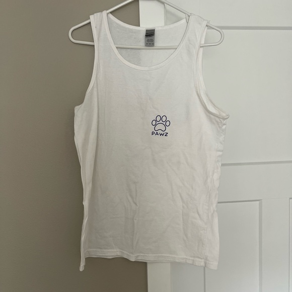 Gildan Tops - PAWZ Gildan White Fitted Sleeveless Tank Top